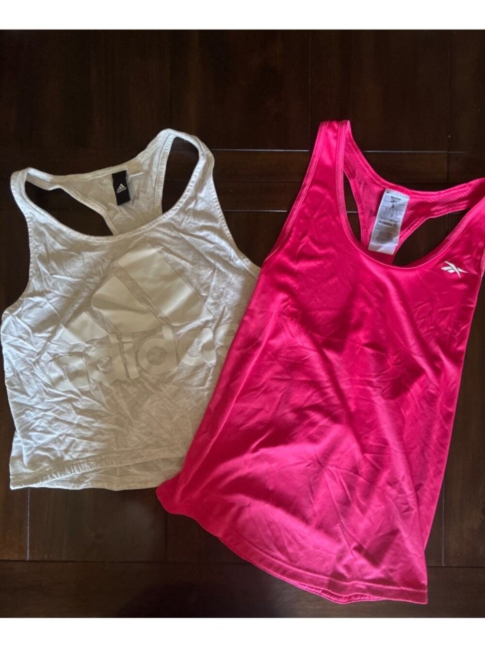 Adidas & Reebok Bundle Womens Racerback Tank Tops White & Pink Size S Sporty